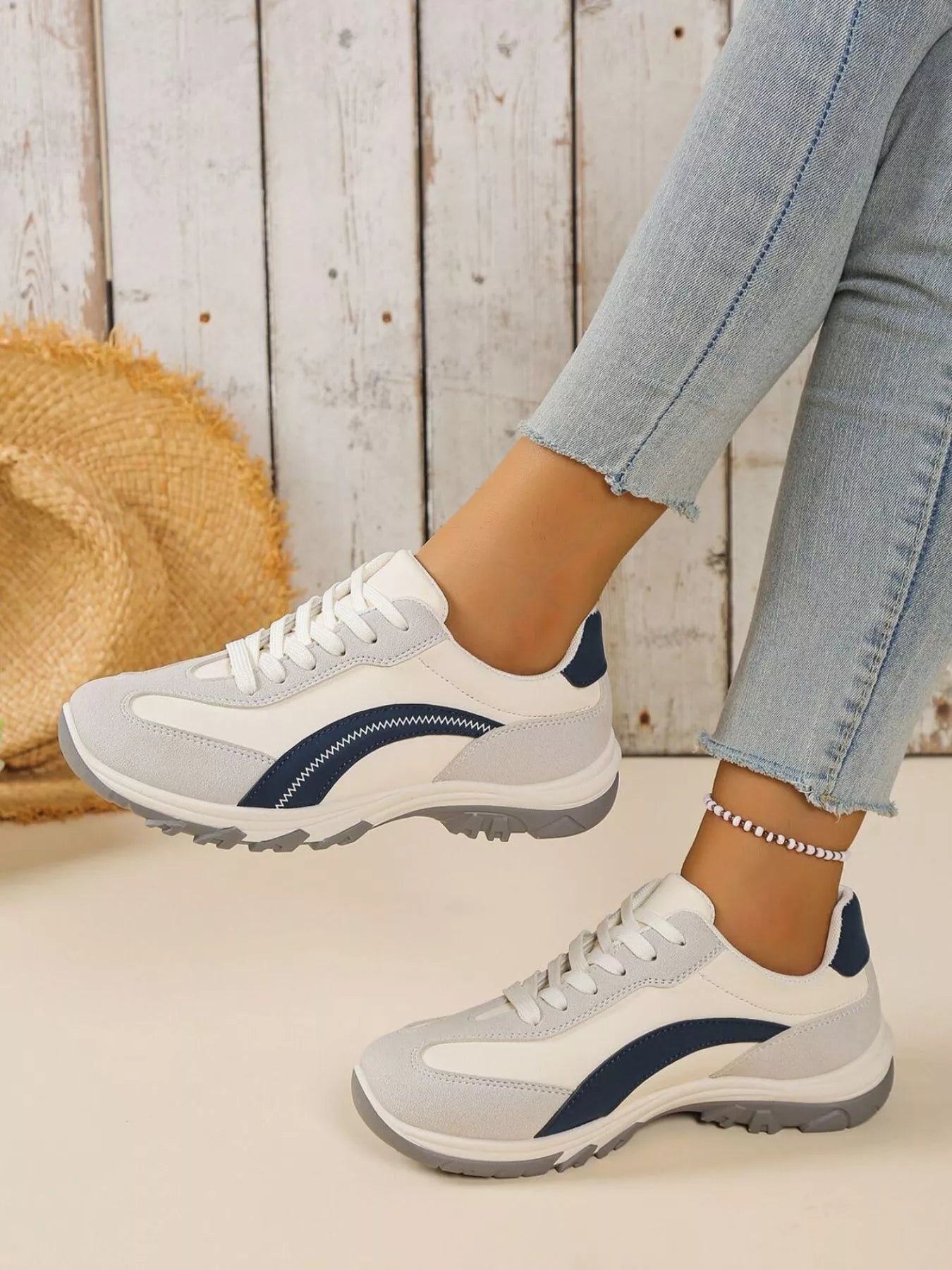 Contrast Lace Up Athletic - Tigbul's Variety Fashion Shop