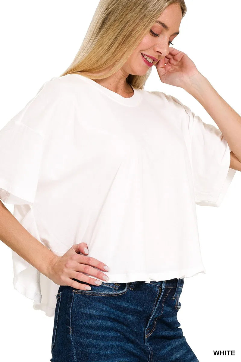 White Cotton Round Neck Short Sleeve T-Shirt - Tigbul's Variety Fashion Shop