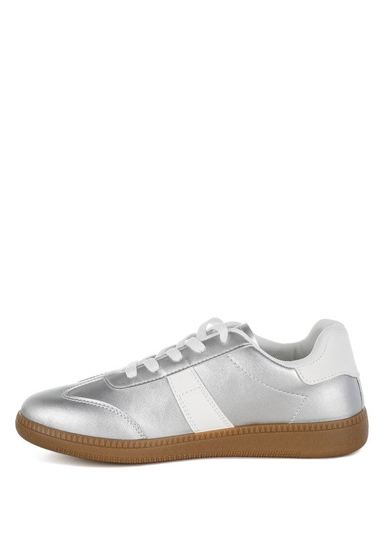 Crossover Lace-Up Metallic Sneaker - Tigbul's Variety Fashion Shop