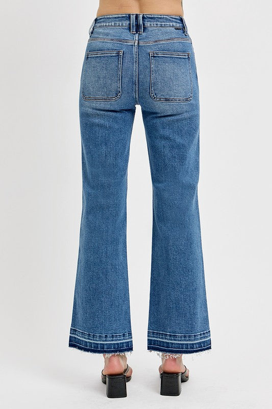 RISEN Full Size Raw Hem Ankle Bootcut Jeans Plus Size - Tigbul's Variety Fashion Shop