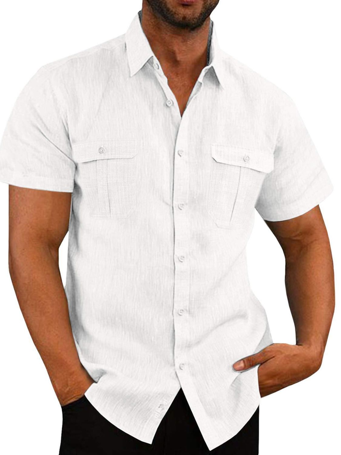 Men's Plus Size Collared Neck Short Sleeve Shirt - Tigbul's Variety Fashion Shop