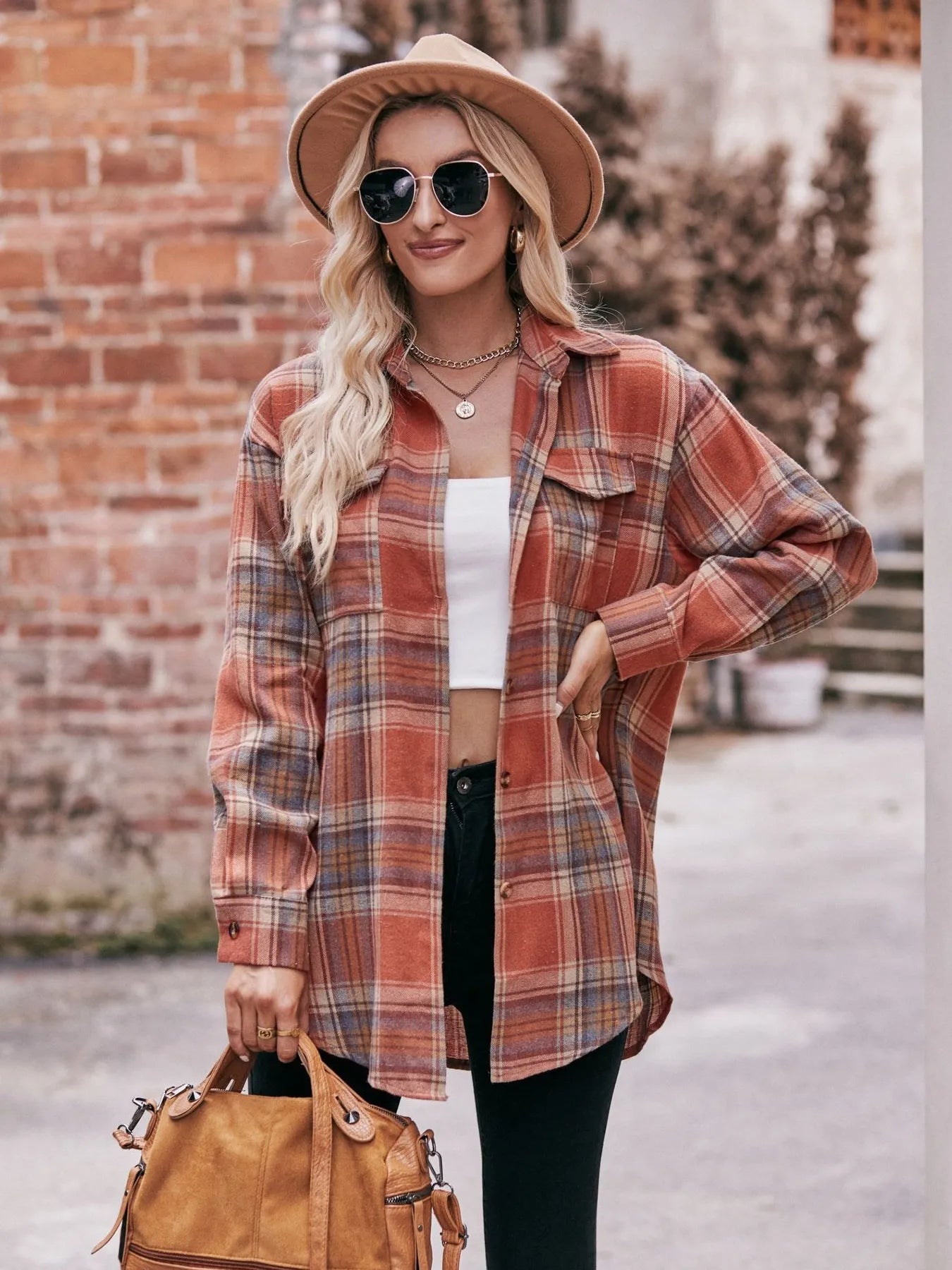 Plaid Button-Down Long Sleeve Shirt - Tigbul's Variety Fashion Shop