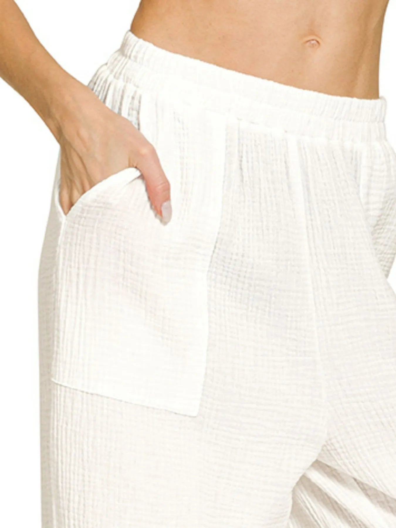 Zenana Double Gauze Elastic Band Pants - Tigbul's Variety Fashion Shop