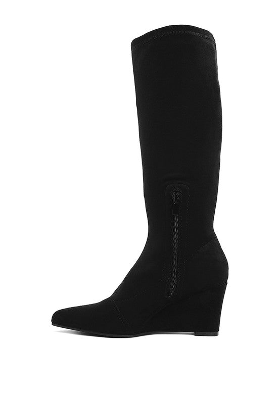 Tulsha Microfiber Wedge Heel Boots - Tigbul's Variety Fashion Shop