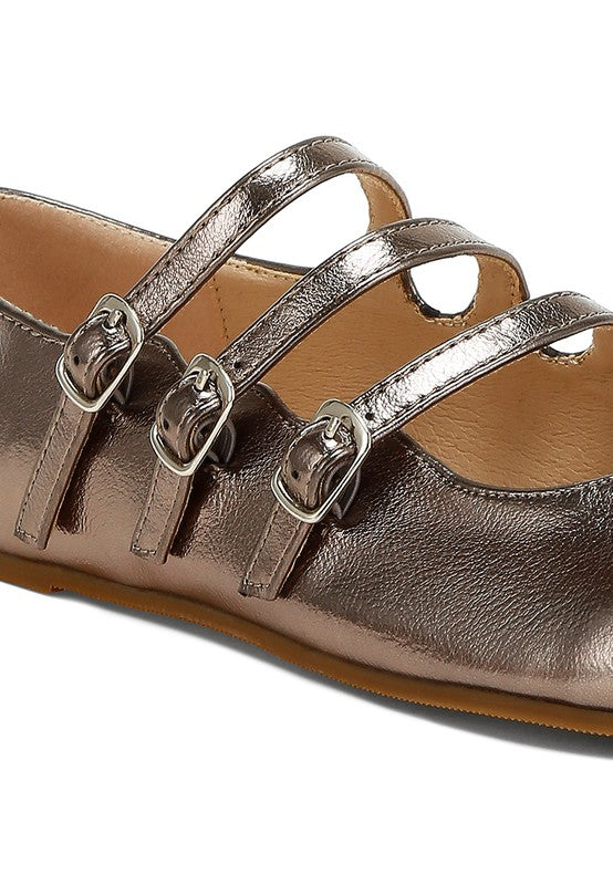 Macarina Triple Strap Mary Jane Ballerinas - Tigbul's Variety Fashion Shop