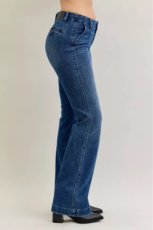 Judy Blue Full Size Mid Rise Bootcut Jeans with Welt Pockets Plus Size - Tigbul's Variety Fashion Shop