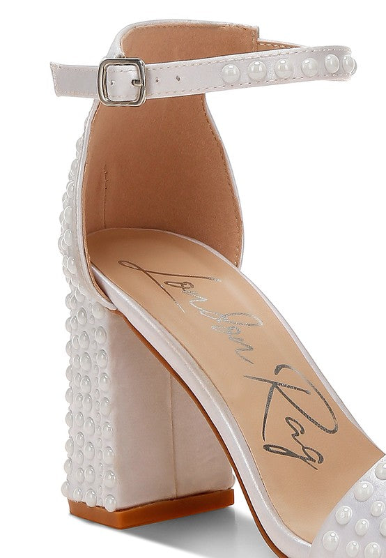 Klebba Pearls Embellished Satin Sandals - Tigbul's Variety Fashion Shop