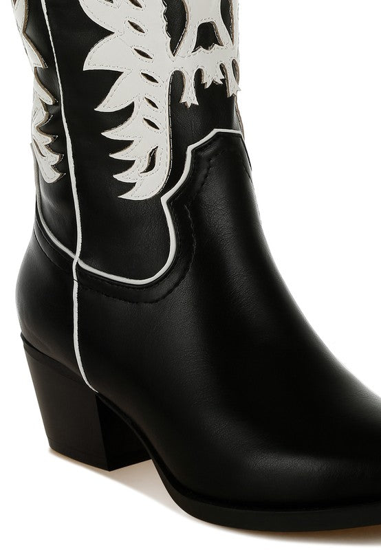 Thistle Winged Patchwork Cowboy Boots - Tigbul's Variety Fashion Shop