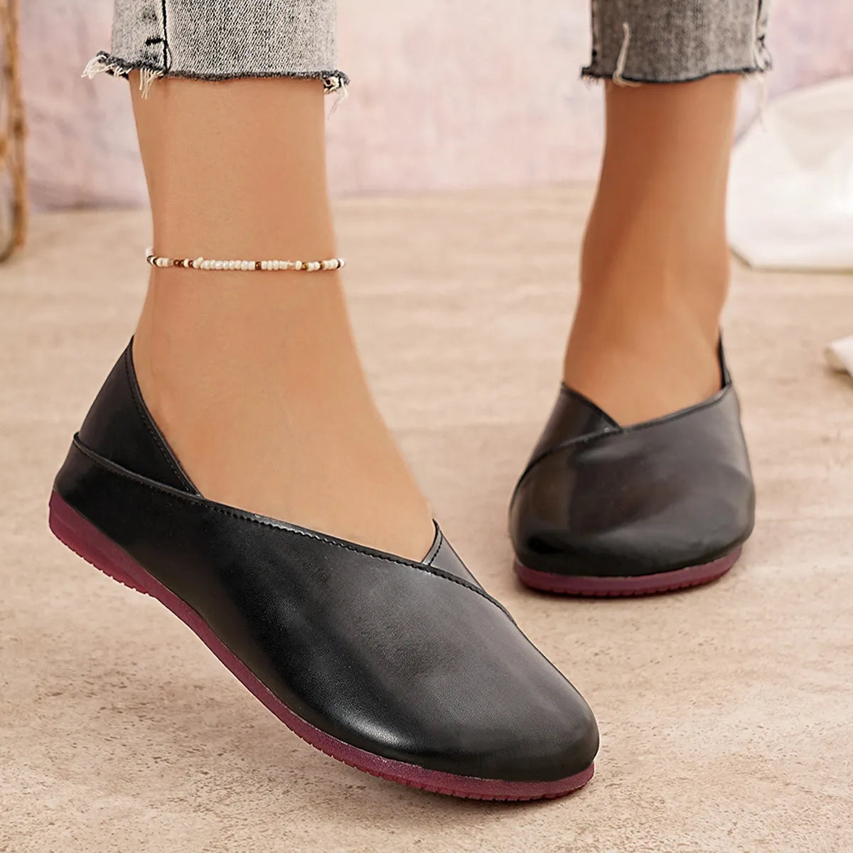 Round Toe Flats Slip-Ons - Tigbul's Variety Fashion Shop