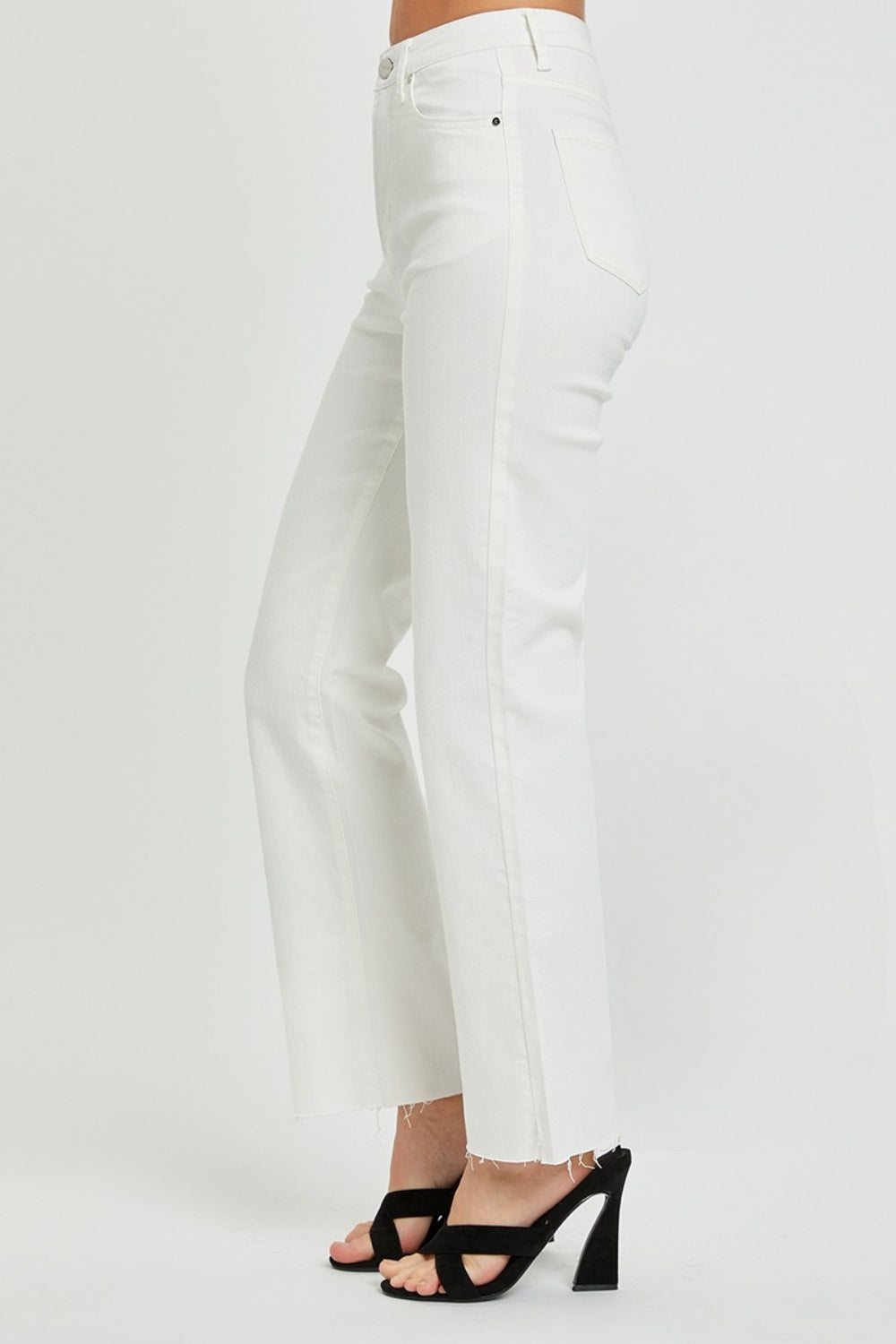 Size 1XL White High Rise Tummy Control Straight Jeans - Tigbul's Variety Fashion Shop