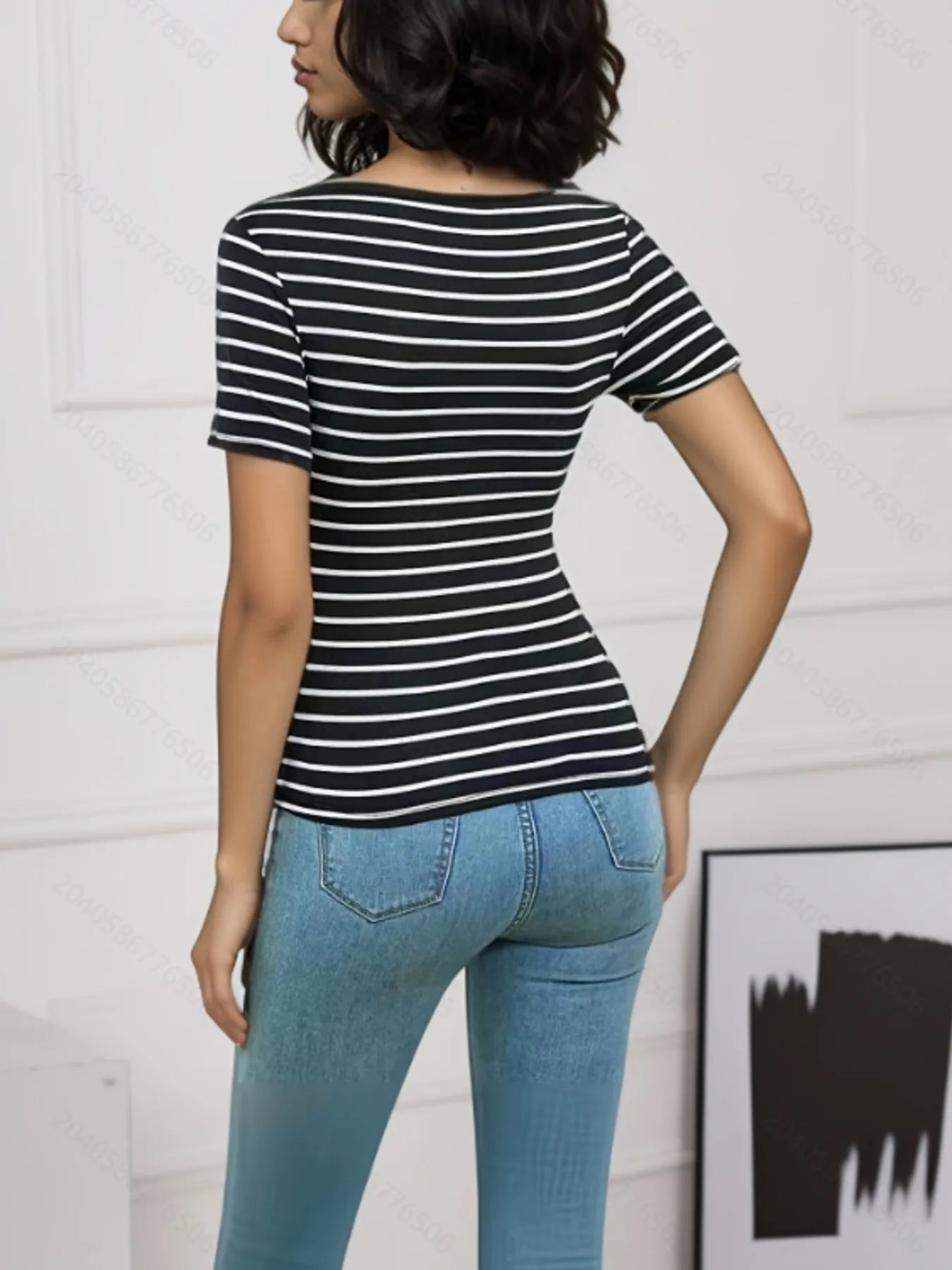 Striped Short Sleeve T-Shirt - Tigbul's Variety Fashion Shop