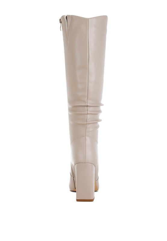 Yanir Slouchy Shaft 4" Heel Knee-High Boots - Tigbul's Variety Fashion Shop