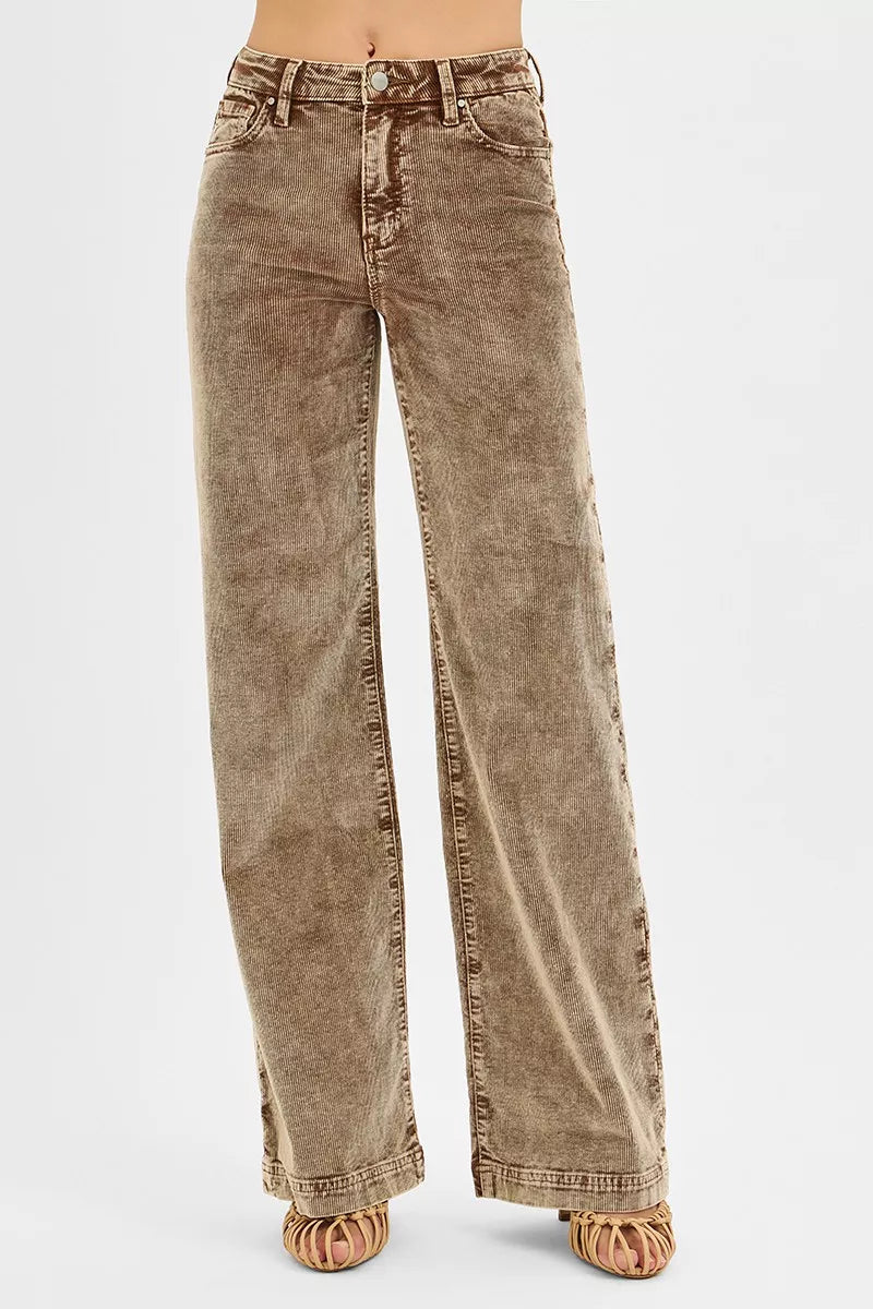 RISEN High Rise Wide Leg Corduroy Jeans - Tigbul's Variety Fashion Shop