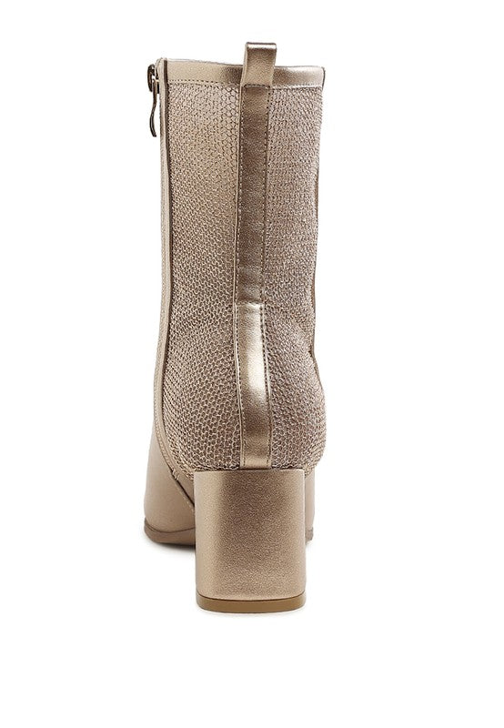 Mimosa Mesh Detail Pointy Ankle Boots - Tigbul's Variety Fashion Shop