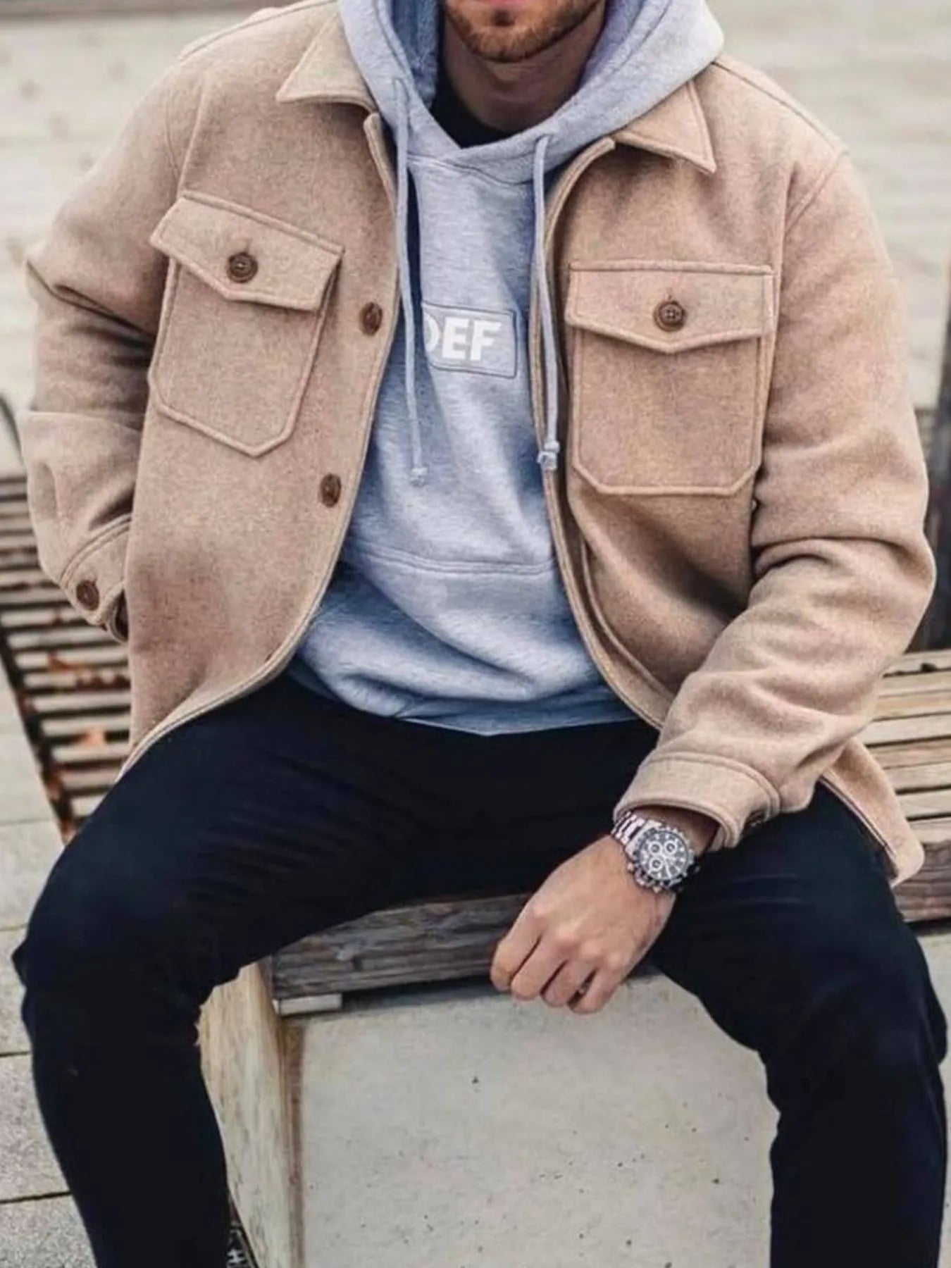Men's Full Size Button Up Long Sleeve Jacket Plus Size - Tigbul's Variety Fashion Shop