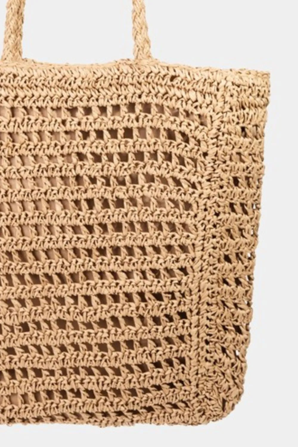 Straw Braided Beach Khaki Tote Bag - Tigbul's Variety Fashion Shop