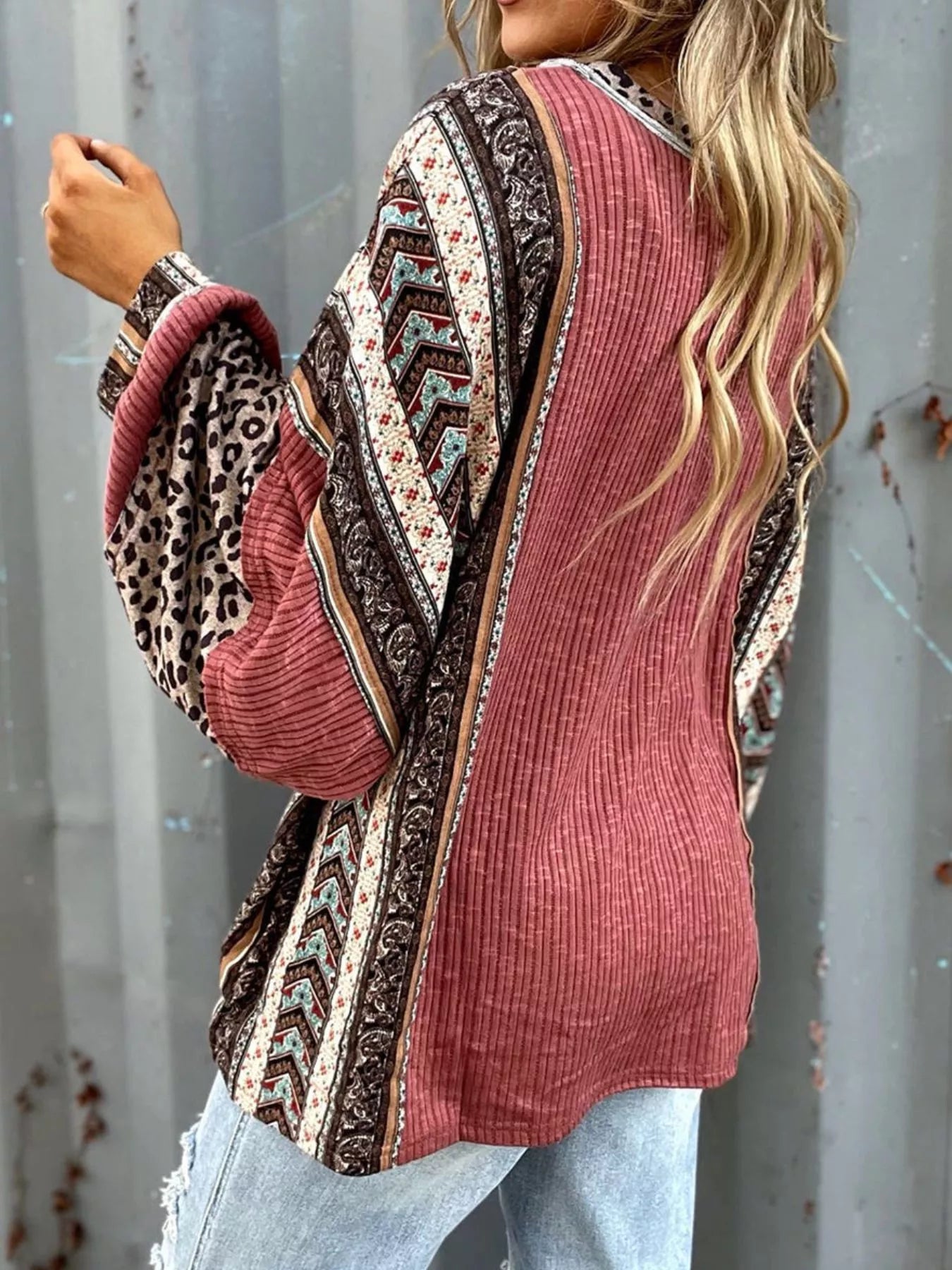 Leopard Color Block Ribbed Top - Tigbul's Variety Fashion Shop