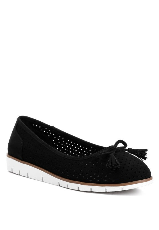 Pacer Perforated Leather Ballerinas - Tigbul's Variety Fashion Shop