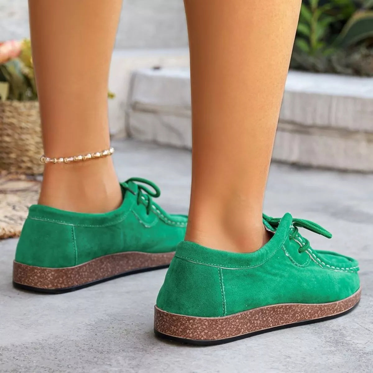 Round Toe Lace Up Slip-Ons - Tigbul's Variety Fashion Shop