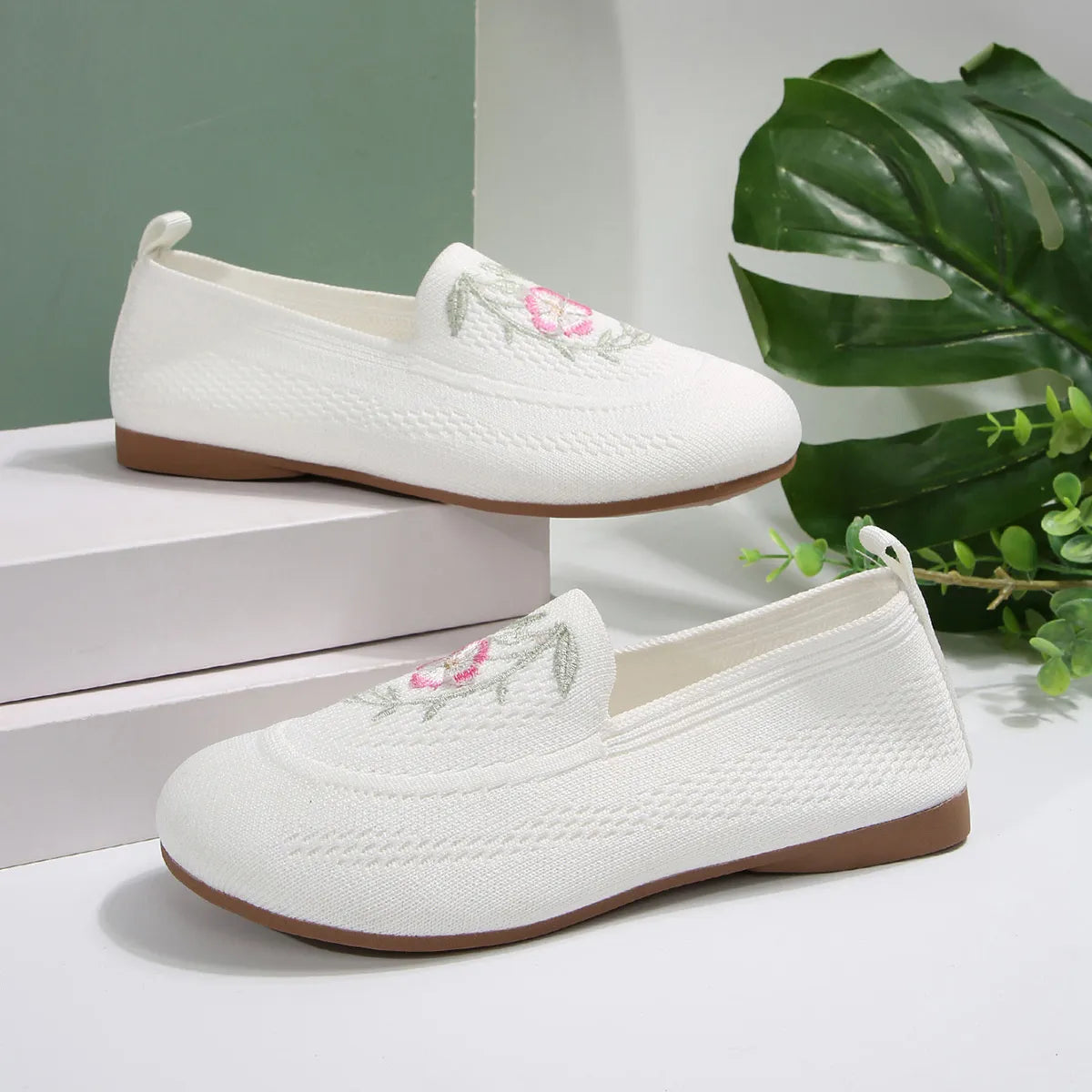 Embroidered Mesh Slip-Ons - Tigbul's Variety Fashion Shop