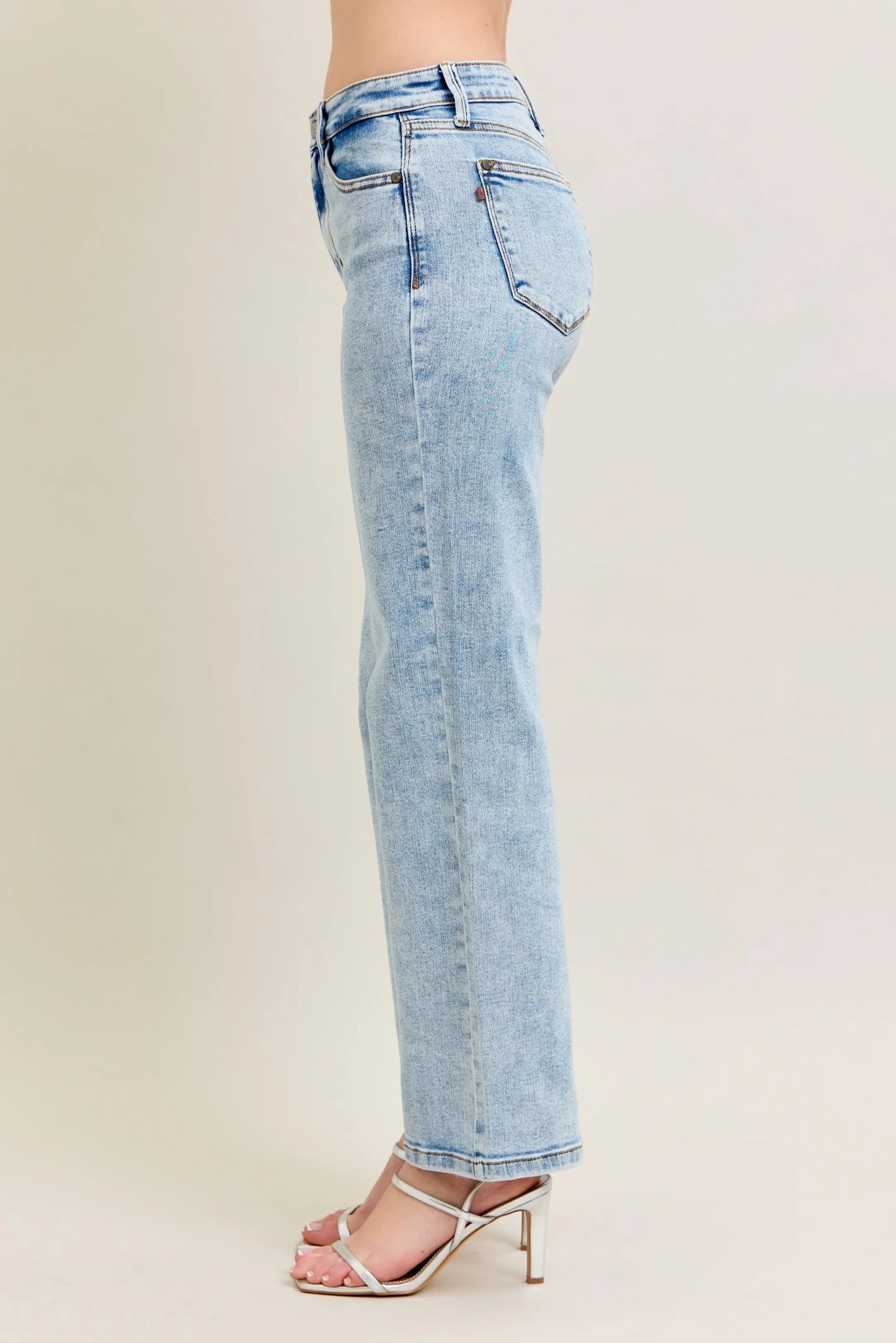 Judy Blue Full Size High Waist Stone Wash Straight Jeans Plus Size - Tigbul's Variety Fashion Shop