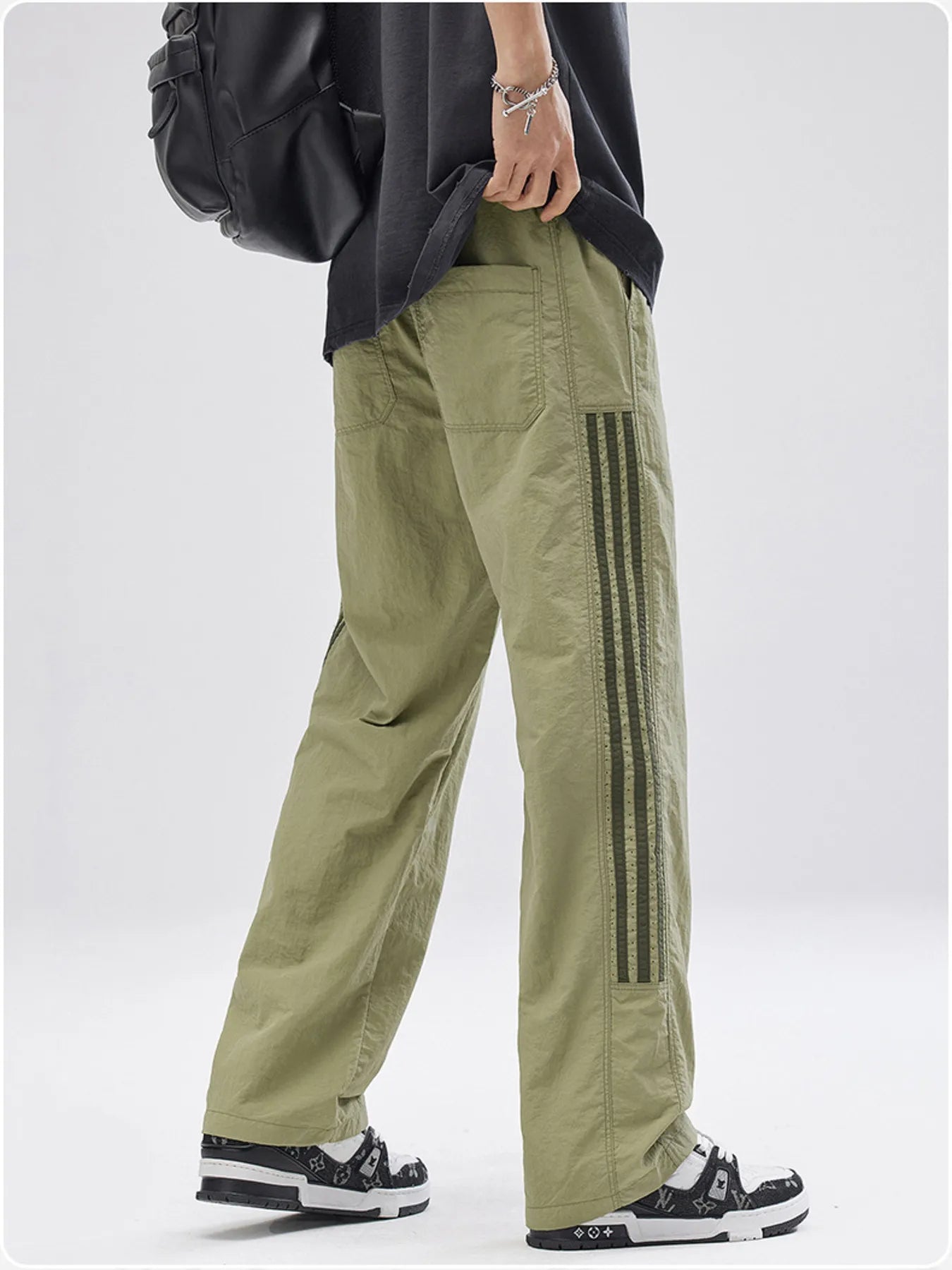 Men's Full Size Striped Wide Leg Pants Plus Size - Tigbul's Variety Fashion Shop