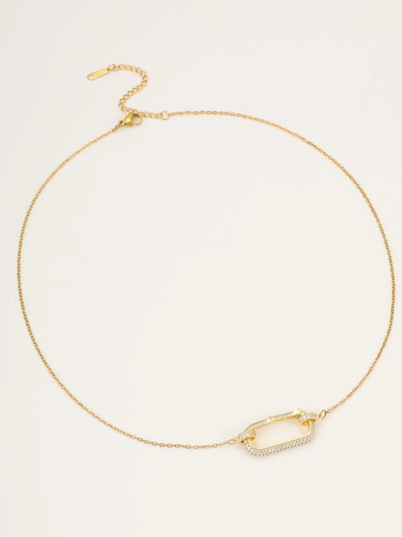 Stainless Steel Zircon Rectangle Pendant Necklace - Tigbul's Variety Fashion Shop