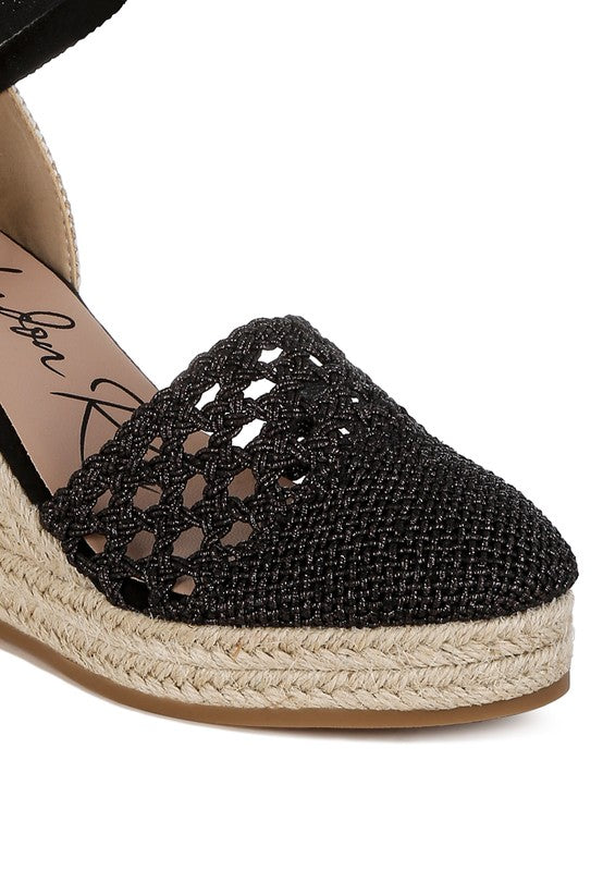 Sea Breeze Woven Lace-Up Espadrille Wedges - Tigbul's Variety Fashion Shop