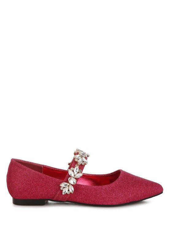 Flavia Diamante Brooch Glitter Ballerinas - Tigbul's Variety Fashion Shop