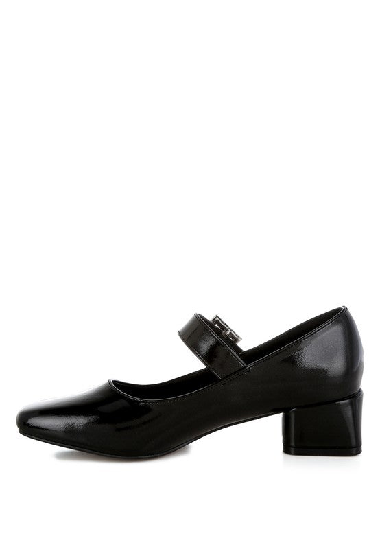 Abeba Diamante Brooch Metallic Mary Jane Pumps - Tigbul's Variety Fashion Shop