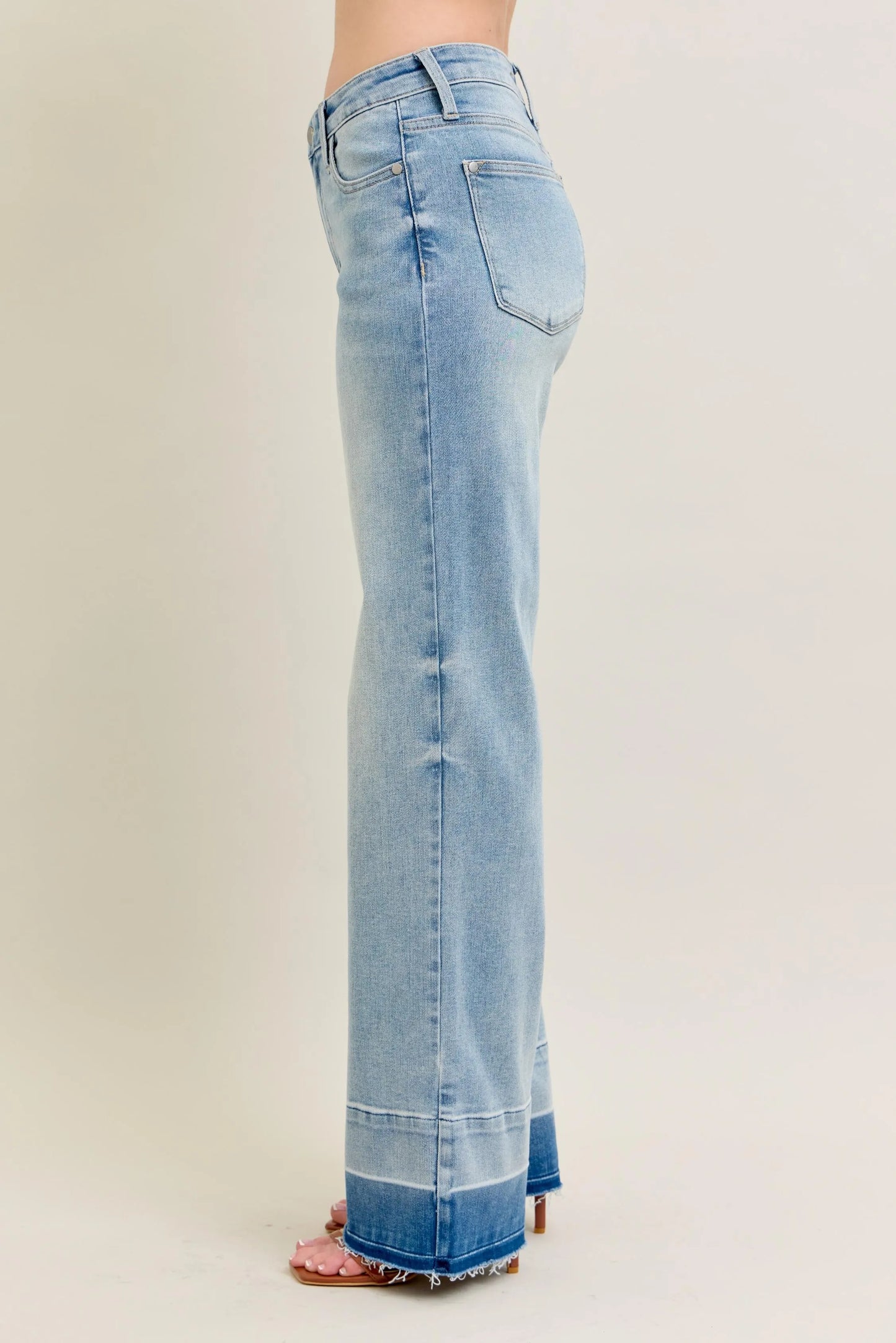 Judy Blue Full Size Mr Release Hem Wide Leg Jeans Plus Size - Tigbul's Variety Fashion Shop