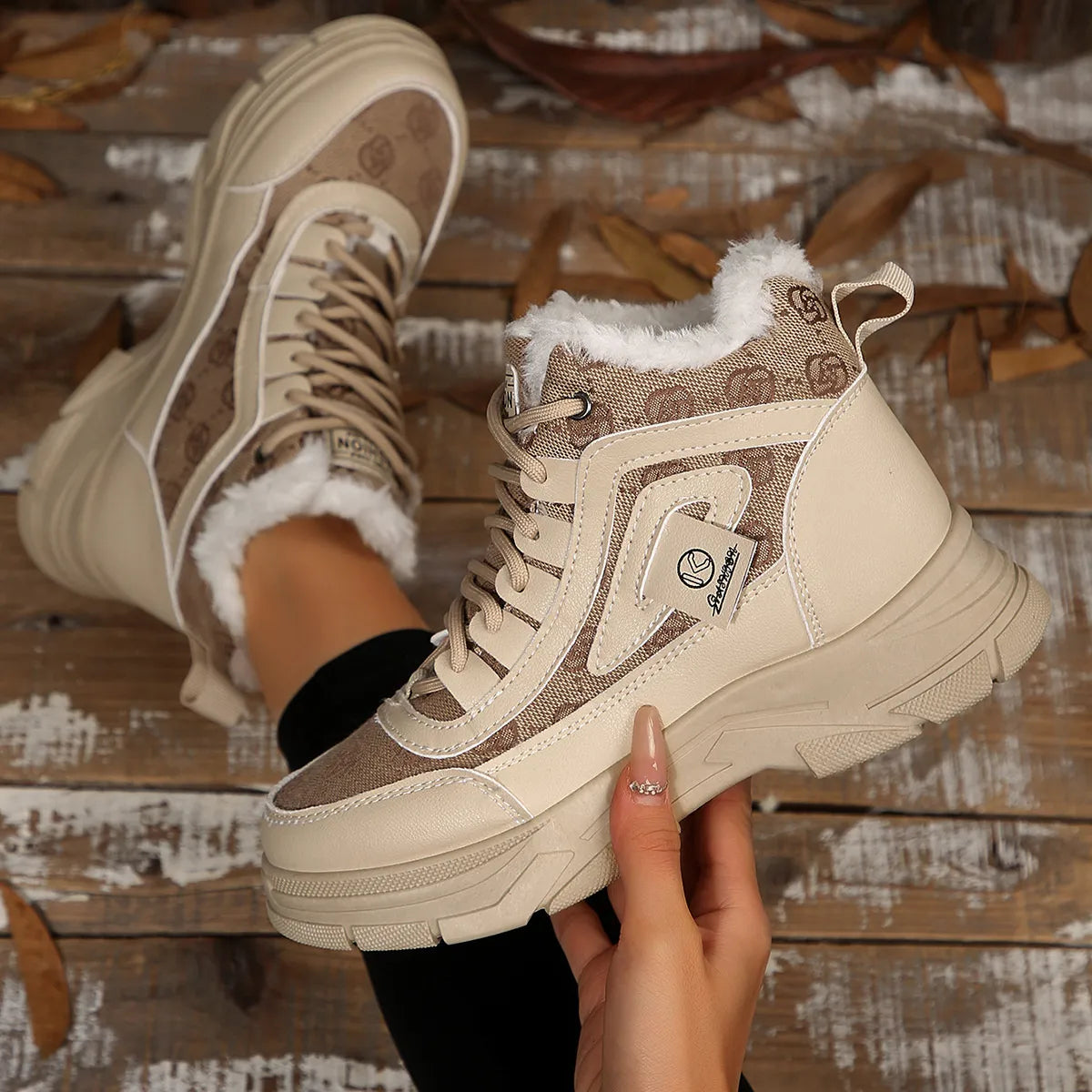 High-Top Platform Chunky Sneaker Boots Lace-Up - Tigbul's Variety Fashion Shop