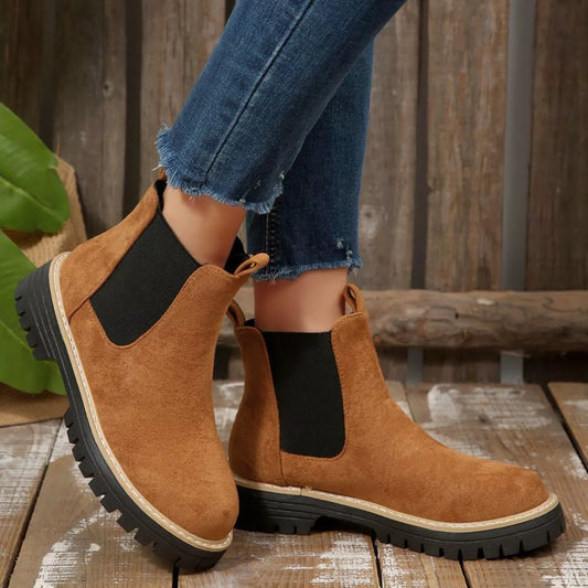 Round Toe Block Heels Boots - Tigbul's Variety Fashion Shop