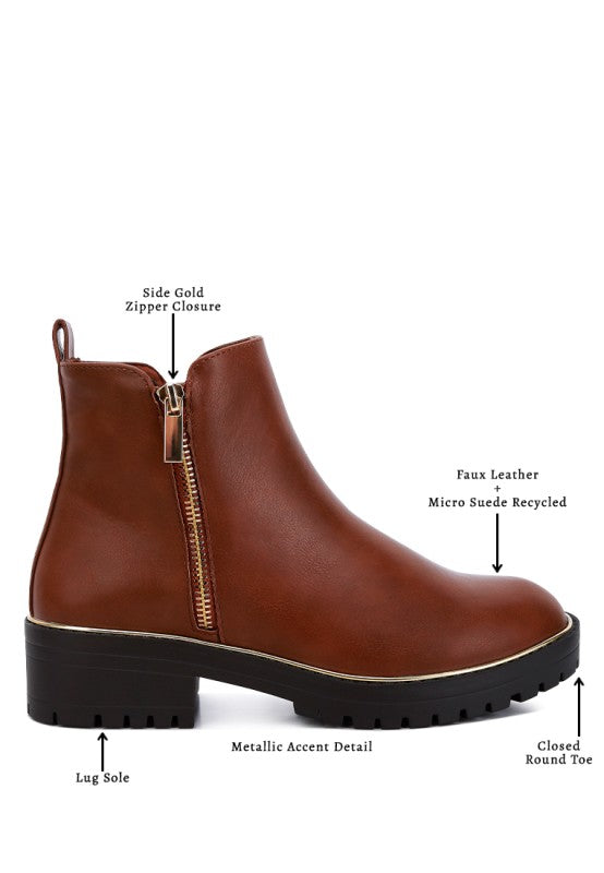 Thorin Metallic Frame Block Heel Boots - Tigbul's Variety Fashion Shop