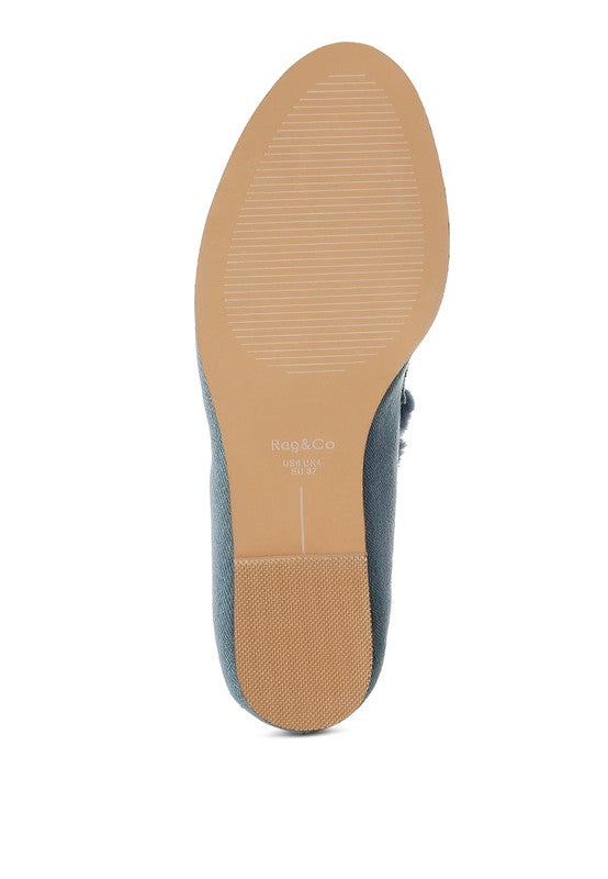 Nivena Fur Detail Denim Loafers - Tigbul's Variety Fashion Shop