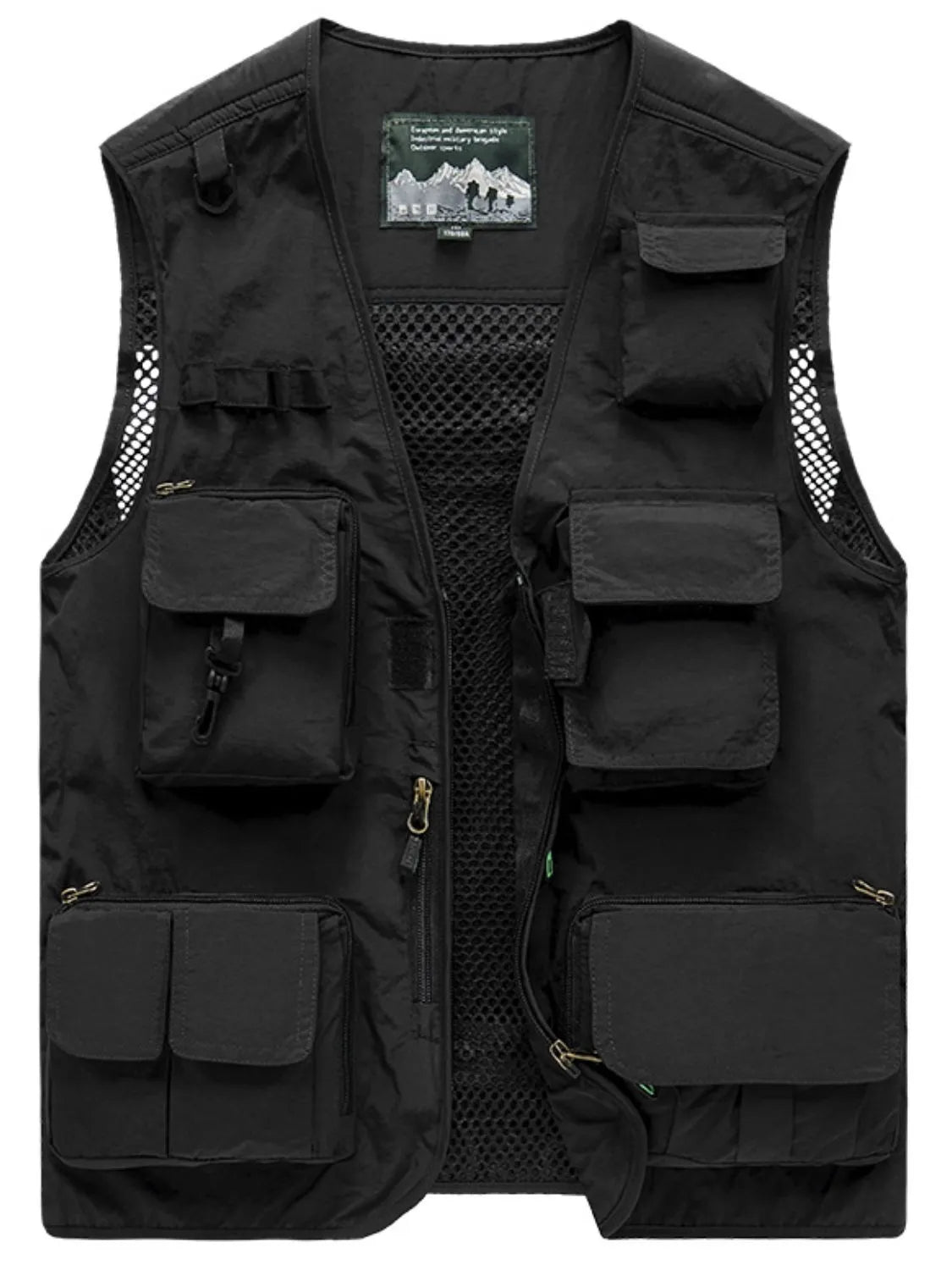 Men's Size Small up to 7XL Zip Up Cargo Pocket Mesh Vest - Tigbul's Variety Fashion Shop