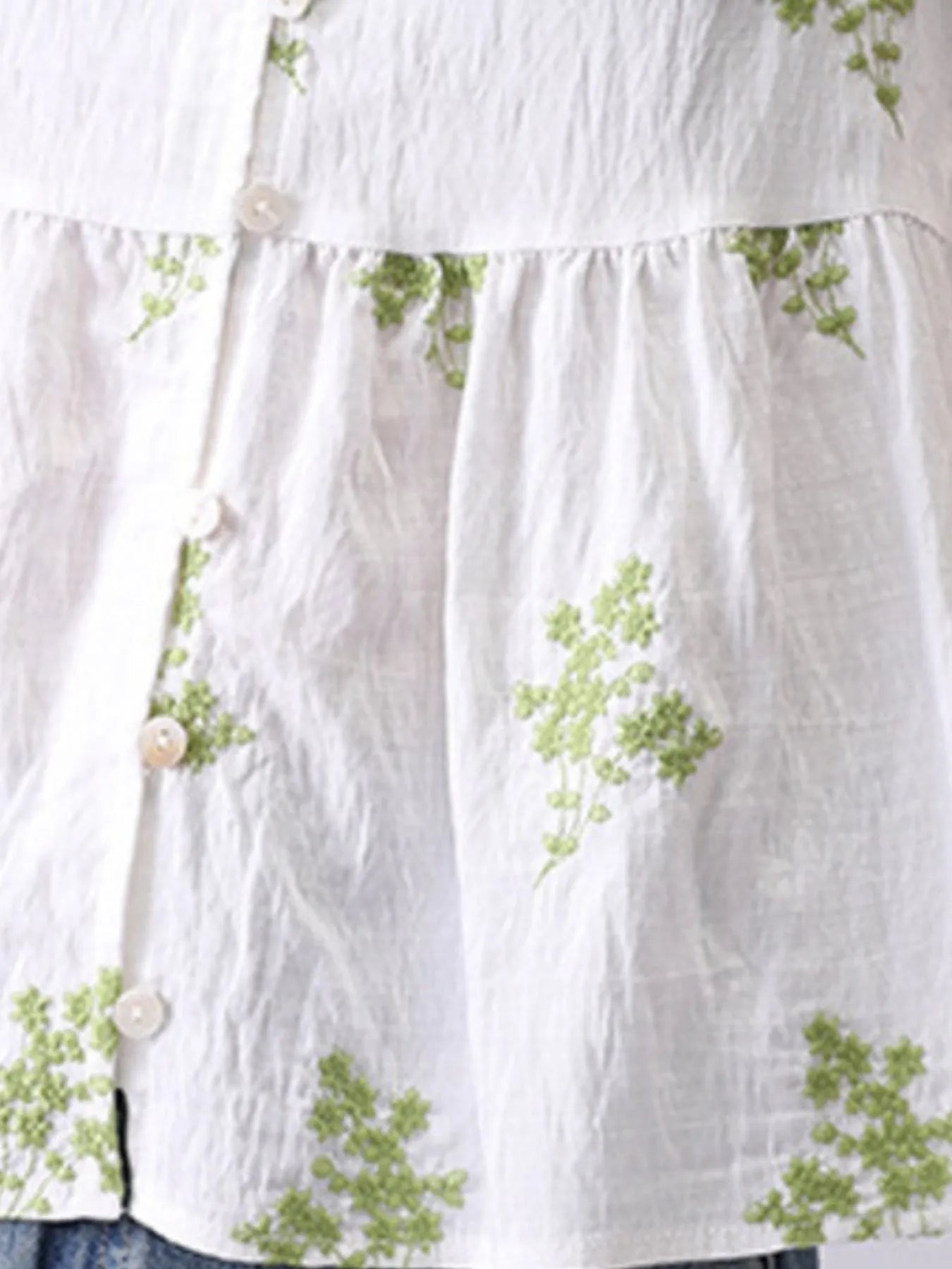 Embroidered V-Neck Puff Sleeve Peplum Blouse - Tigbul's Variety Fashion Shop