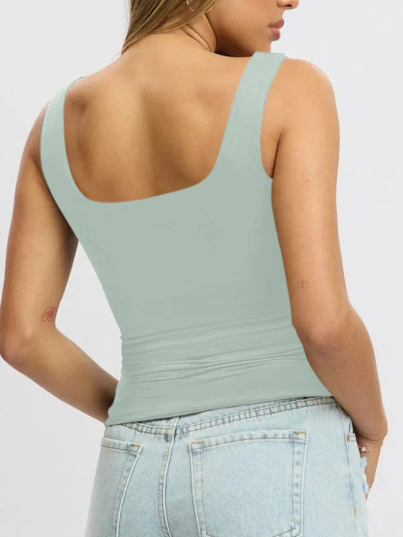 Square Neck Wide Strap Tank - Tigbul's Variety Fashion Shop
