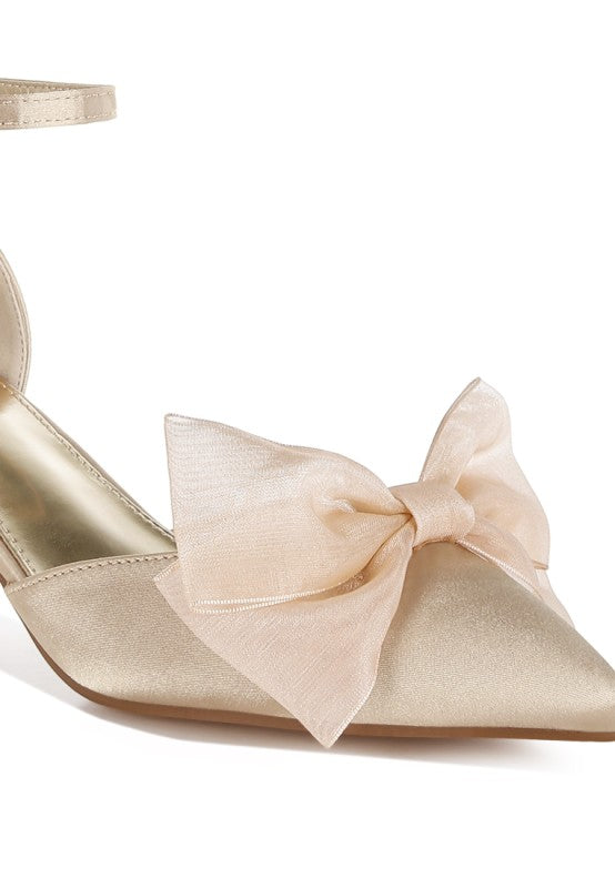 Cadell Bow Detail Satin Sandals - Tigbul's Variety Fashion Shop