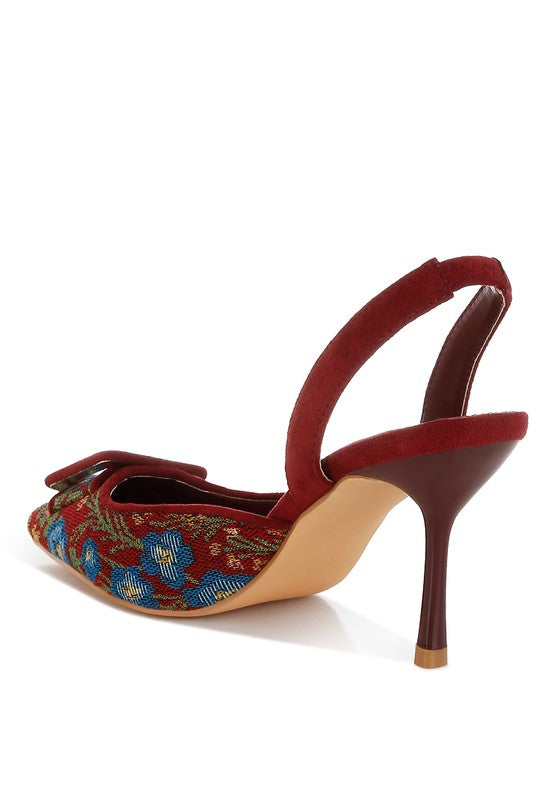 Miraya Embroidered Buckle Detail Stiletto Heels - Tigbul's Variety Fashion Shop