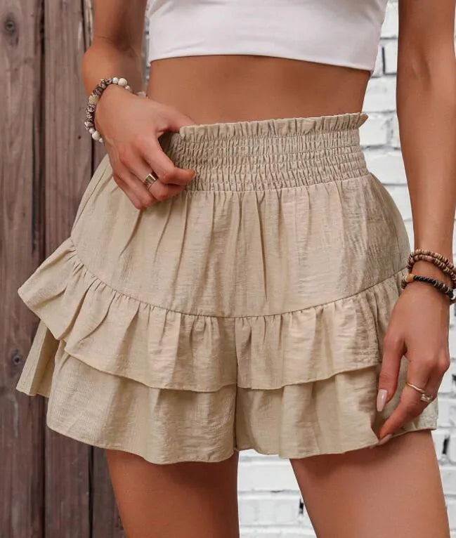 Ruffle Layered High Waist Casual Skort - Tigbul's Variety Fashion Shop