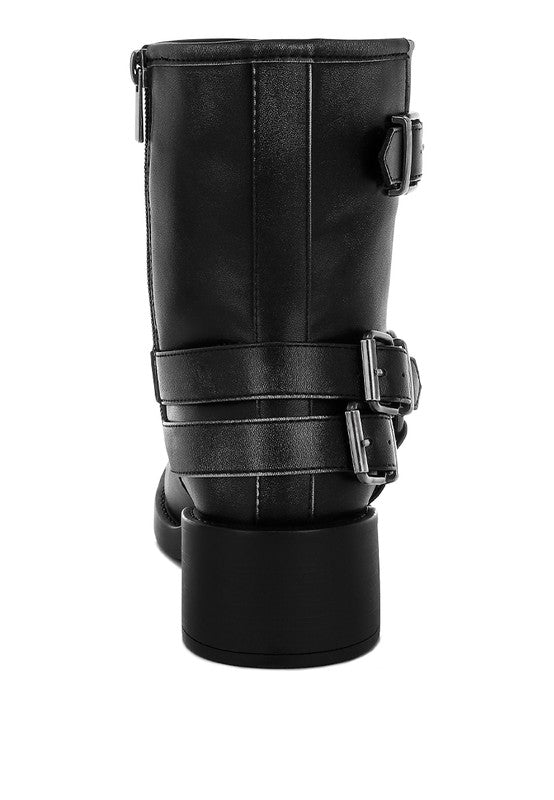 Caribou Harness Detail Biker Boots - Tigbul's Variety Fashion Shop