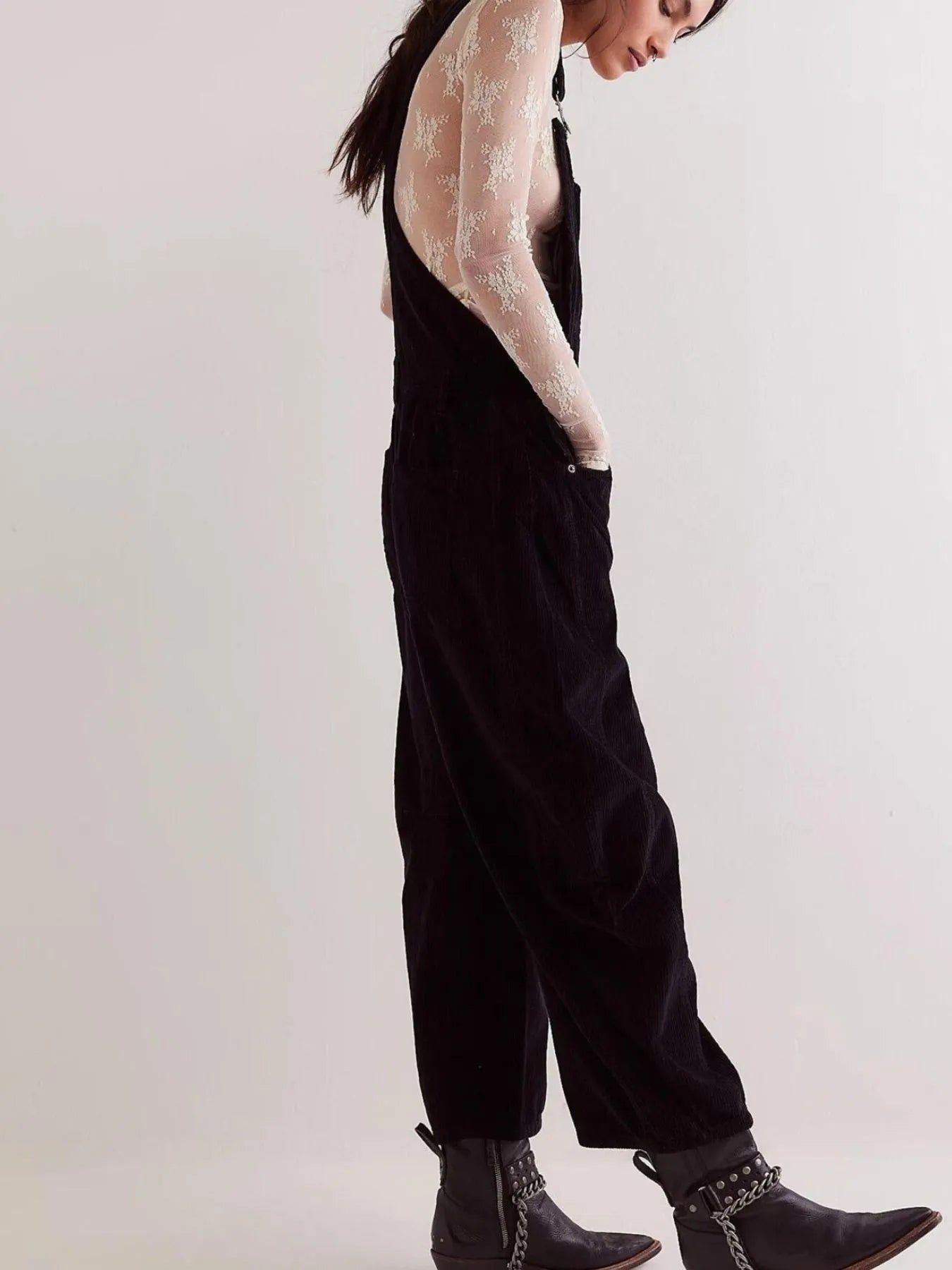 Corduroy Wide-Leg Overall with Adjustable Straps - Tigbul's Variety Fashion Shop