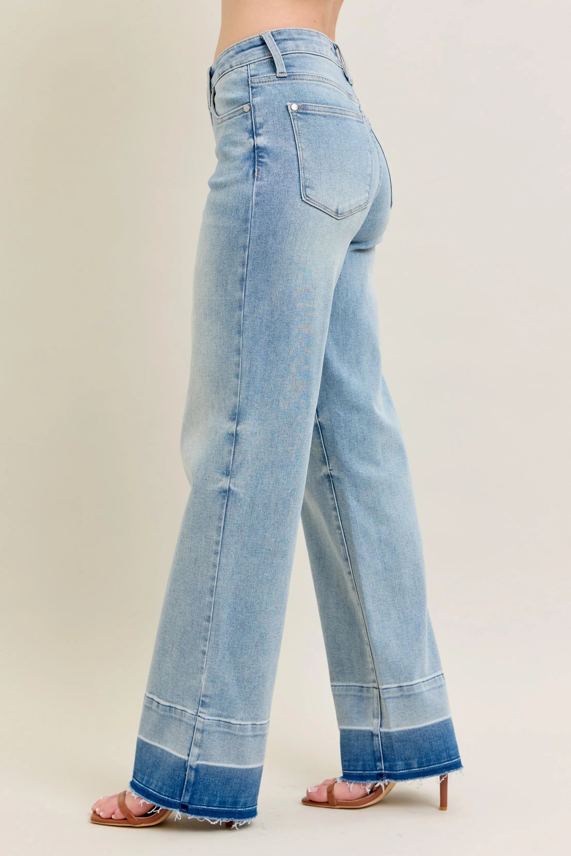 Judy Blue Full Size Mr Release Hem Wide Leg Jeans Plus Size - Tigbul's Variety Fashion Shop