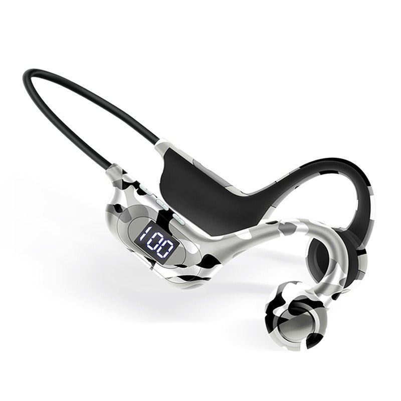AKZ-G9 Graffiti Bone Conduction Wireless Bluetooth Earphones Insert Card Digital Display Hanging Ear Wireless Earphones - Tigbul's Variety Fashion Shop