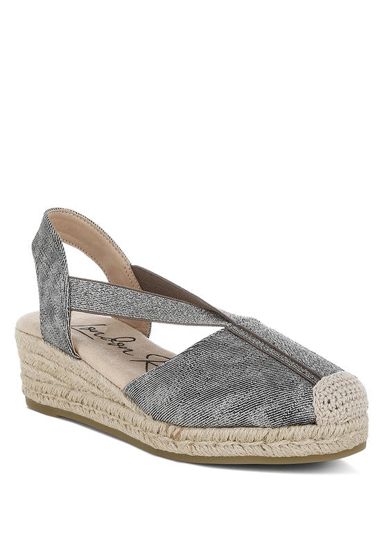 Port Side Metallic Woven Espadrille Wedges - Tigbul's Variety Fashion Shop