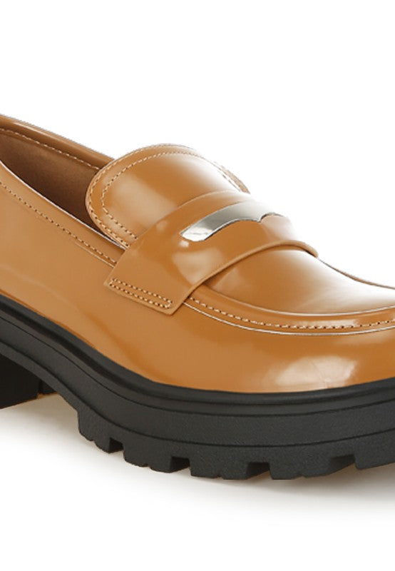 Gleam Stride Faux Leather Chunky Loafers - Tigbul's Variety Fashion Shop