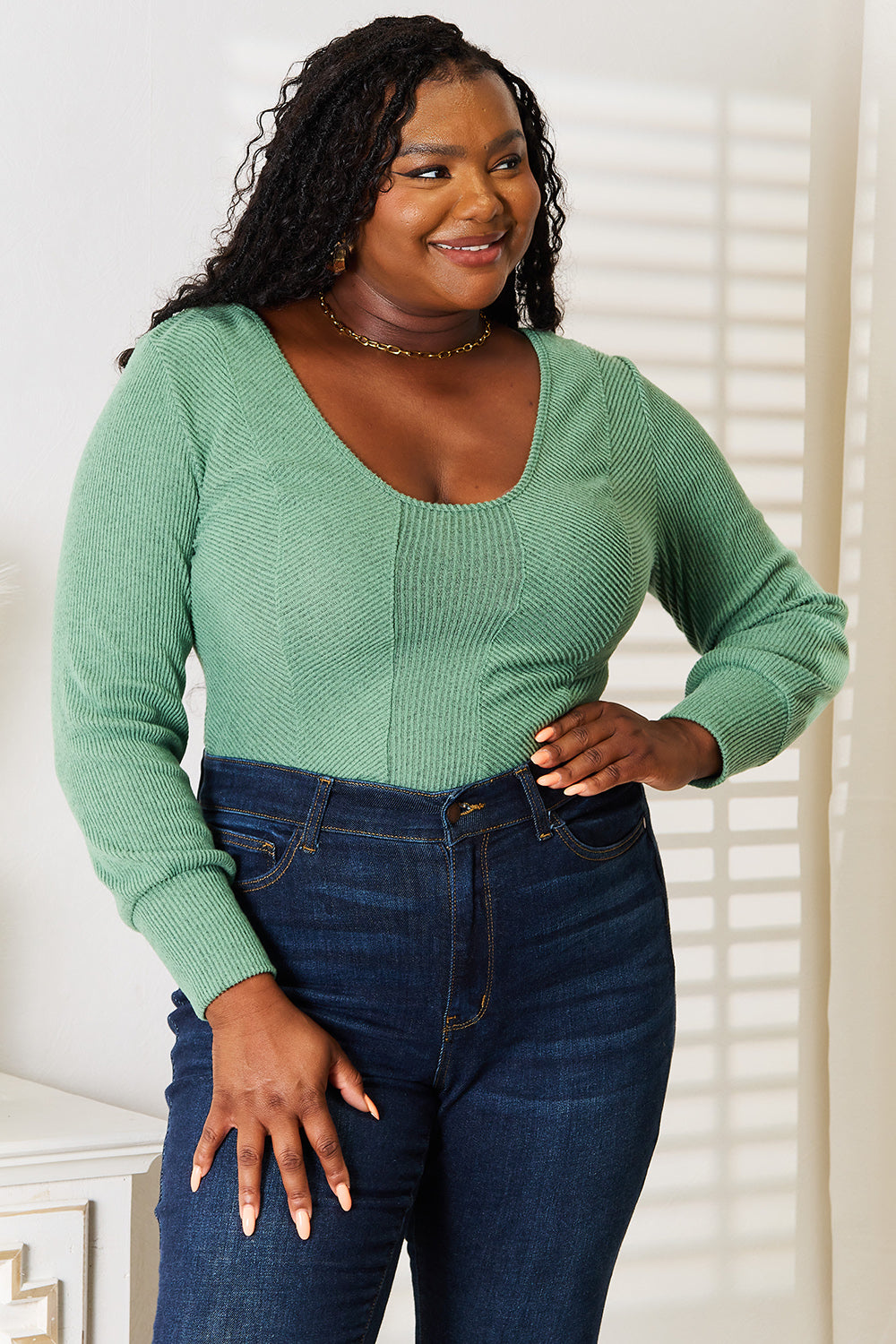 Basic Bae Scoop Neck Long Sleeve Top - Tigbul's Variety Fashion Shop