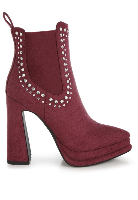 Dalton Studs Embellished High Ankle Boots - Tigbul's Variety Fashion Shop