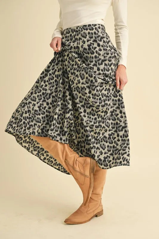 Black Leopard Midi Skirt - Tigbul's Variety Fashion Shop